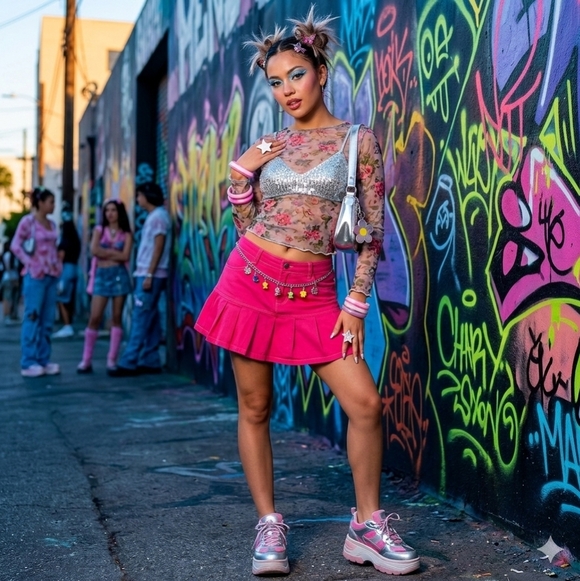 Liverpool Jeans Company Pants - Liverpool Jeans Company Pink Skort with Flared Design.Y2K Look Size M